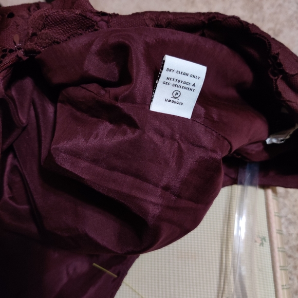 DVF Sarita flower lace dress maroon burgundy - Picture 10 of 12